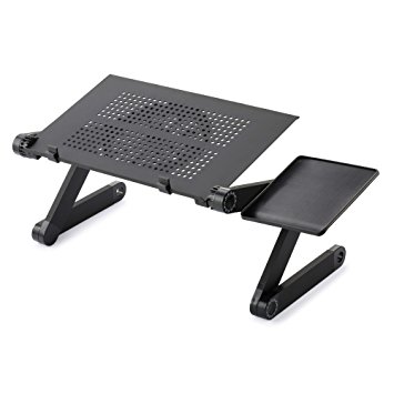Gelinzon Portable Foldable Adjustable Light Laptop Stand with Mouse Tray and Air Exhaust (Single Fan)
