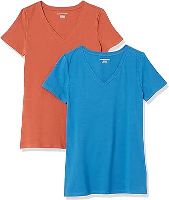 Amazon Essentials Women's Classic-Fit Short-Sleeve V-Neck T-Shirt, Multipacks