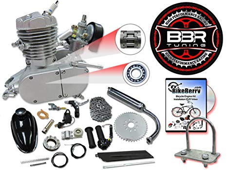 BBR Tuning 48cc Silver Motorized Bicycle Kit – 2 Stroke Gas Powered Bike Motor Engine