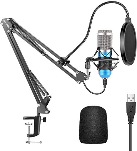 Neewer USB Microphone Kit 192KHZ/24BIT Plug&Play Computer Cardioid Mic Podcast Condenser Microphone with Professional Sound Chipset for PC Karaoke/YouTube/Gaming Record, Arm Stand/Shock Mount (Blue)