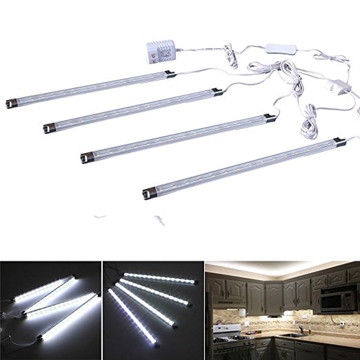 Efrank Set of 4 LED Light Bar - Cool White Under Kitchen Cabinet Led Lamp Energy Saving Under Counter Lighting LED Strip Kit (Cool White)
