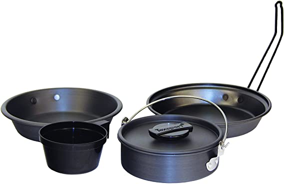 Texsport Pathfinder Camping Cookware Black Ice Hard Anodized Mess Kit