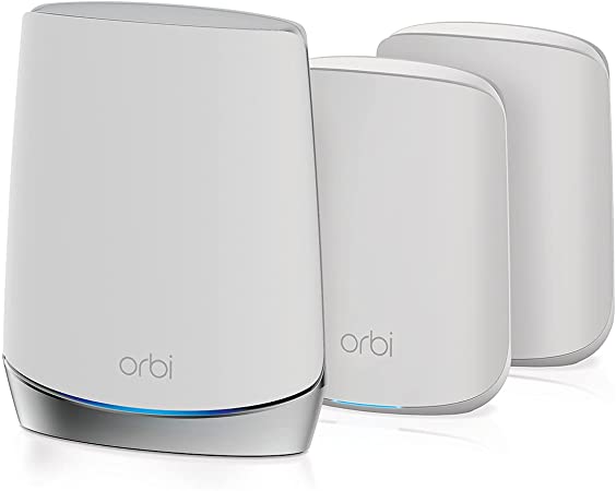 NETGEAR Orbi Whole Home Tri-Band Mesh WiFi 6 System (RBK653) – Router with 2 Satellite Extenders, Coverage Up to 6,000 Square Feet, 40 Devices, AX3000 (Up to 3Gbps)