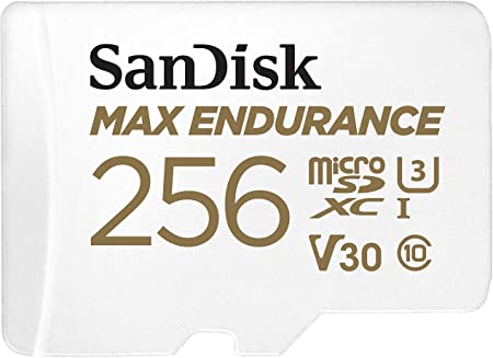 SanDisk 256GB MAX Endurance microSDXC Card with Adapter for Home Security Cameras and Dash cams - C10, U3, V30, 4K UHD, Micro SD Card - SDSQQVR-256G-GN6IA