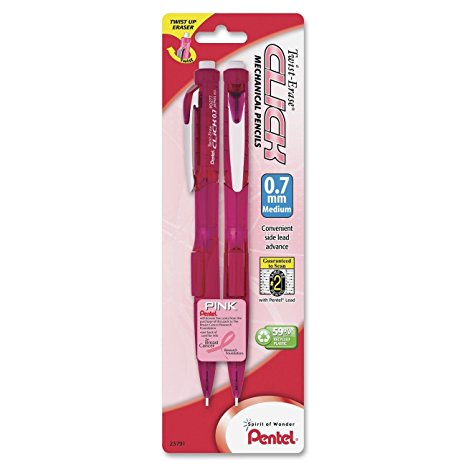 Pentel Breast Cancer Awareness Twist Erase CLICK Automatic Pencil, 0.7mm (PD277TBP2P-BC)