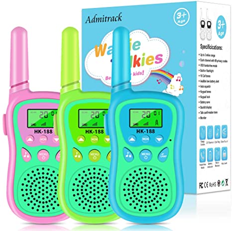 Admitrack Walkie Talkies for Kids, Radio Toy & Handheld 3 Miles Long Range 22 Channel, Kids Toys Outdoor Adventure Camping Game Parent-Child Interaction Gift for Children