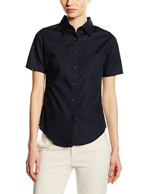 Fruit of the Loom Women's Poplin Short Sleeve Shirt