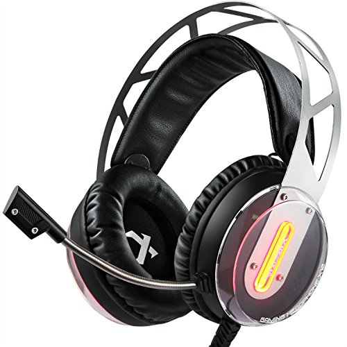 Gaming Headset, XIBERIA X12 Stereo Sound Over-Ear Headphone Headband Metal Enhanced Bass with Mic for PC Computer Game LOL Black