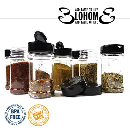 Elohome Spice Jar Set of 8 Empty Bottles with Shaker Lids and Labels - 6 Oz Seasoning Containers - Storing Seasoning and Spice