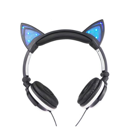 Cat Ear Headphones with LED Glowing Lights for PC Computer and Mobile Phone