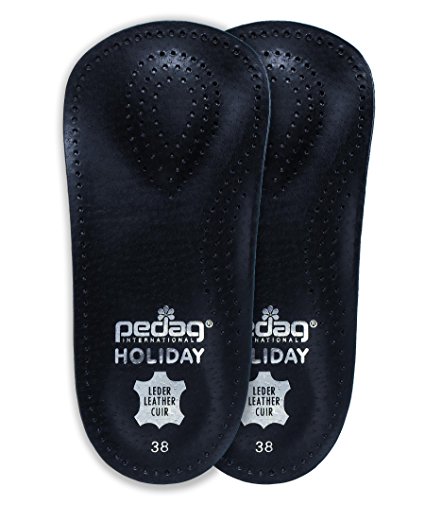 Pedag 2879 Holiday 3/4 Leather Ultra Light, Thin, Semi-Rigid Orthotic with Metatarsal Pad, Arch Support and Padding at the Heel, Women's 12/Men's 9 , Black