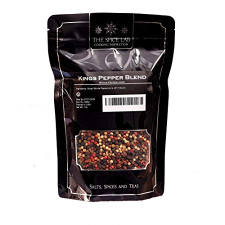 The Spice Lab No.5060 Kings Pepper Blend (5 Pepper Mix) Rainbow Peppercorns - All Natural Kosher Non GMO Gluten Free - 1 lb Resealable Bag