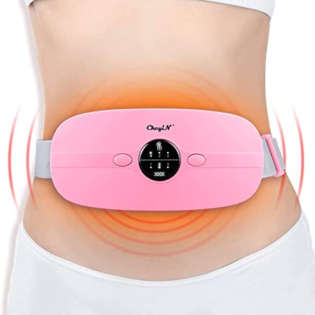 CkeyiN Menstrual Cordless Heating Pad, Portable Electric Waist Belt Device,Fast Heating Pad with 3 Heat Levels and 3 Vibration Massage Modes, Belly and Back Menstrual Heating Pad for Women and Girl