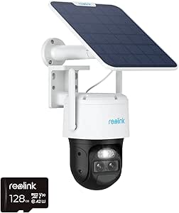 REOLINK 2K 4MP Solar Security Camera Outdoor Dual Lens, 360° PTZ CCTV Wireless Camera with Auto Tracking, 6X Hybrid Zoom, 2.4/5GHz WiFi, 4MP Color Night Vision, AI Detection, TrackMix   Solar Panel