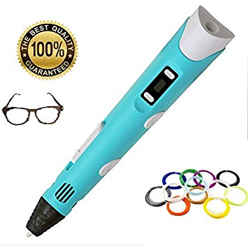 [ Free 3 Colors PLA Filament ] Jabond Newest 3D Printing Pen 3D Drawing Printer with LCD Screen for Developing Endless Imagination and Creativity (Blue)