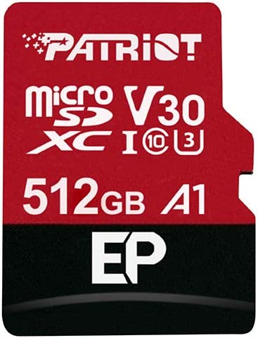 Patriot EP A1 microSD Card SDXC 512GB for Android Phones and Tablets, 4K Video Recording PEF512GEP31MCX