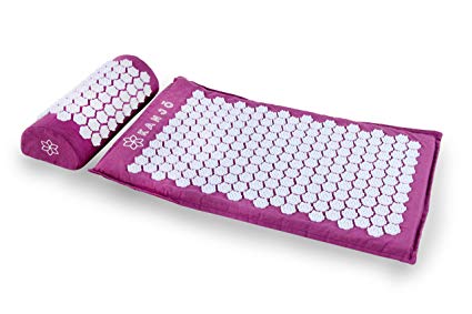Kanjo - Premium Acupressure Mat & Acupressure Pillow Set | High Density Memory Foam Core | 100% Organic Cotton Cover | Relieves Back Pain & Neck Pain | Includes Carry Bag | Amethyst