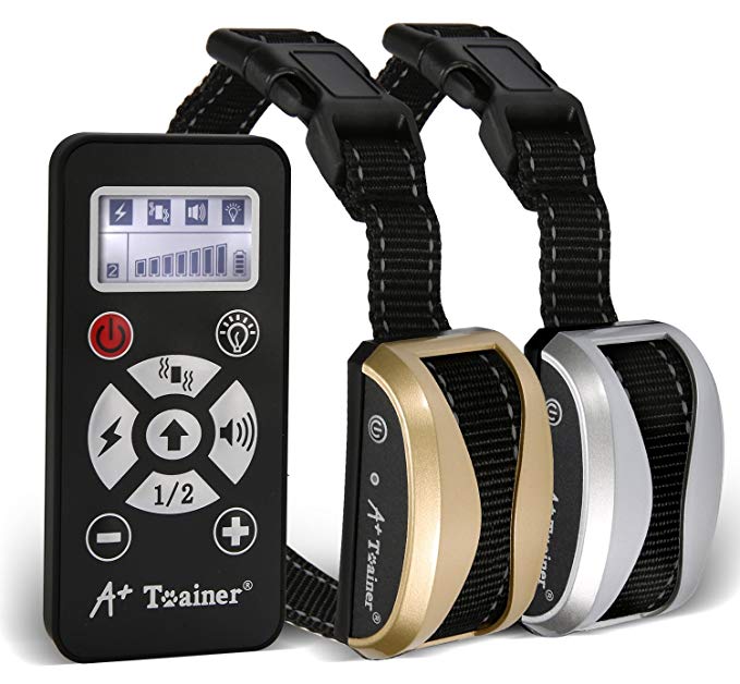 A  Trainer Dog Training Collar with Remote 800 Yards for 2 Dogs,(5 Years Warranty) Rechargeable and Waterproof Dog Shock Collar with Beep, Vibration and Shock Dog Collar forAll Size Dogs