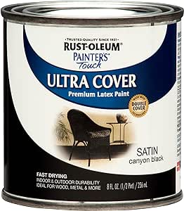 Rust-Oleum 267249-Painter's Touch Latex Paint, 1 Half Pint, Satin Canyon Black