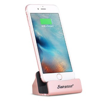 iPhone Charger DockSokaton iphone Desk Chargeriphone Desktop Charging cableiphone charging station compatible with Ipod and Iphone 55s5c6 6s6 Plus6s Plusrose golden