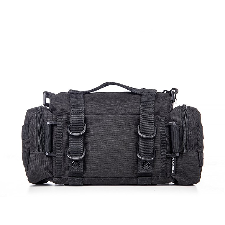 Protector Plus Tactical Waist Chest Pack Military Shoulder Messenger Molle Bag Pouch 3 ways(Black)