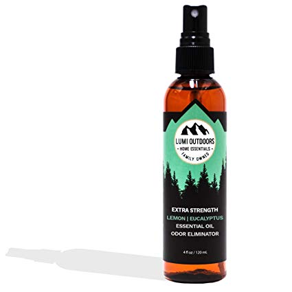 Lumi Outdoors Natural Shoe Deodorizer Spray, Foot Odor Eliminator Air Freshener - Organic Lemongrass, Mint, Tea Tree Essential Oils