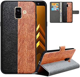 LFDZ Compatible with Samsung A8 Case (2018),PU Leather Galaxy A8 Wallet Case with [RFID Blocking],2 in 1 Magnetic Detachable Flip Slim Cover Case for Samsung Galaxy A8 2018,Black/Brown