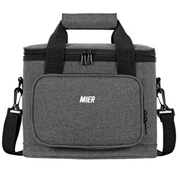 MIER 16 Can Large Insulated Lunch Bag for Women, Soft Leakproof Liner, Grey