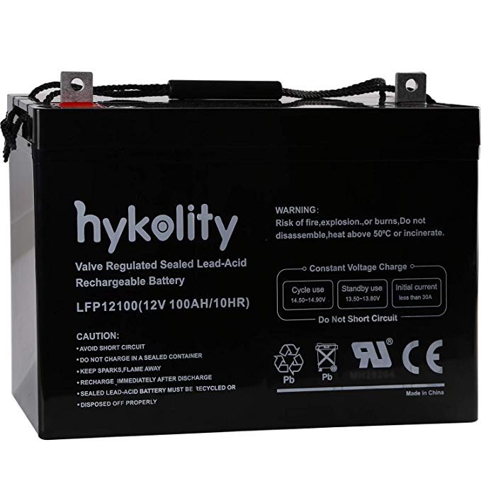 Hykolity 12V 100AH Deep Cycle AGM SLA VRLA Battery for Solar Wind RV 12V 24V 48V