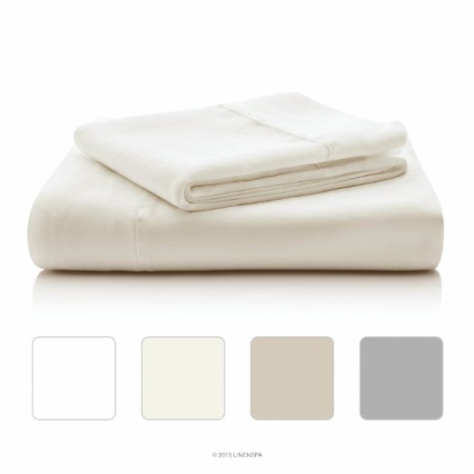 LINENSPA 800 Thread Count Cotton Blend Wrinkle Resistant Sheet Set - Ivory - Twin Size