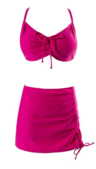 Wantdo Women's Fashion Soild Color Swimwear Two-Piece Swimsuit High Waist Bikini