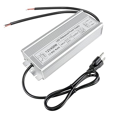 inShareplus 12V 400W LED Driver, IP67 Waterproof Outdoor Power Supply,AC 90-140V to DC 12V 33.3A Low Voltage Transformer, Adapter with 3-Prong Plug for LED Light, Computer Project, Outdoor Use