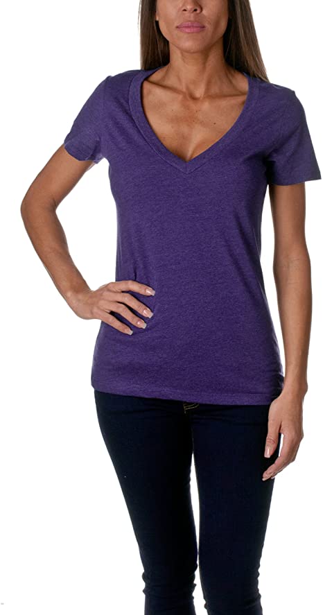 Next Level Women's CVC Deep V-Neck Short Sleeve Tee Shirt