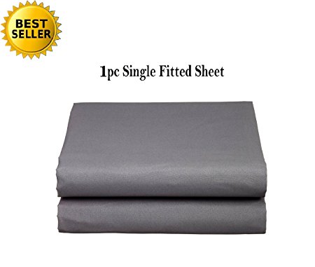 Elegant Comfort® Luxury Ultra Soft Single Fitted Sheet High Quality Special Treatment Construction Deep Pocket up to 16" - Full, Gray