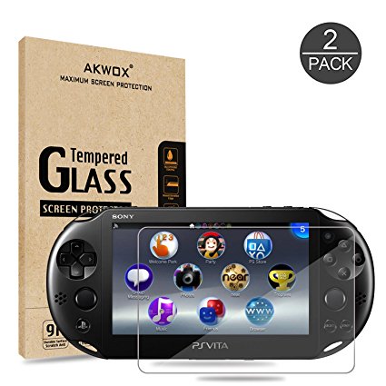 (Pack of 2) Screen Protector For PS Vita 2000, Akwox Premium HD Clear 9H Tempered Glass Screen Protective Film For Sony PlayStation Vita PSV 2000-Max Clarity And Touch Accuracy Film