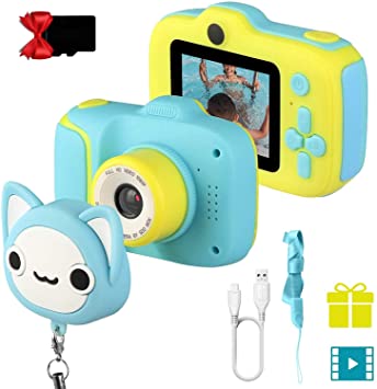 JAMSWALL Kids Camera，Digital Camera 2.0 inch for Children with 12MP HD 1080P Video Recorder & 32GB SD Card Mini Dual camera SLR Supports Small Games USB Transfers Boys Girls Creative gifts