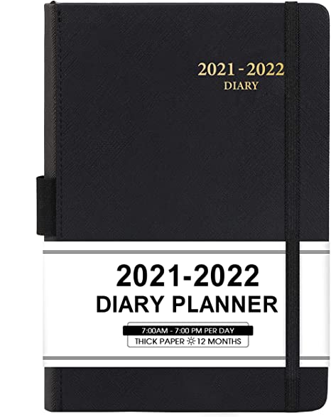 2021-2022 Appointment Book & Planner - Daily Hourly Planner 2021-2022 from Jul 2021 - Jun 2022, 5.75" X 8.25", 60-Minute Interval, Faux Soft Leather Cover, Premium Paper, Pen Loop, Inner Pocket, Black