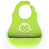 Soft Silicone Bib From Monkey Moo - BPA Free - FDA Approved - Enhance Your Baby and Toddler Feeding Experience Today