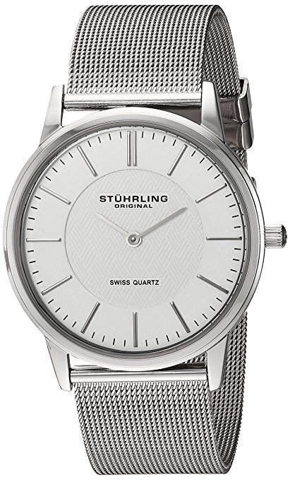 Stuhrling Original Men's 238.32112 Classic Ascot Newberry Swiss Quartz Super Slim Stainless Steel Mesh Strap Watch