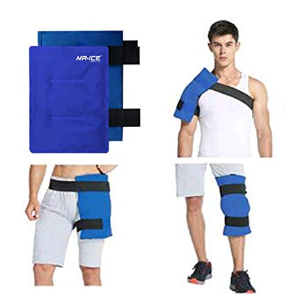 Hip Ice Pack Wrap with Elastic Straps for Hot Cold Therapy, Flexible & Reusable Gel Compress for Shoulder, Knee, Leg Injuries Recovery, Great Pain Relief from Aches, Bruises, Sprains - Blue, 14" x 11"