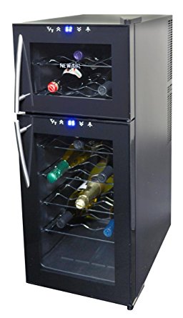 NewAir AW-210ED Streamline 21 Bottle Dual Zone Thermoelectric Wine Cooler, Black