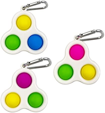 Jofan 3 Pack Colorful Dimple Fidget Toys Simple Sensory Toys Keychain Pop Toys for Kids Baby Toddlers Stress Relief