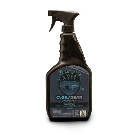 Clear Gear Sports Spray 24 Ounce Bottle - Disinfect Clean and Deodorize Sports and Protective Gear and Eliminate the Funk