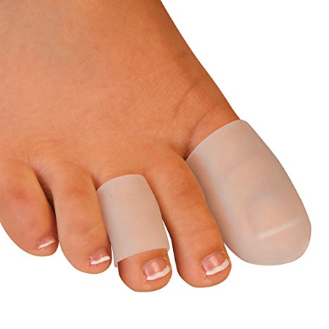 FootMatters Soft Silicone Gel Big Toe Caps & Sleeves Combo Pack - Hallux Separator - Corrector Cushions & Protects Great Toe & Thumbs - Helps Relieve Corn Pain, Blisters, Calluses, Friction & Chafing Pain - Comfort White Color