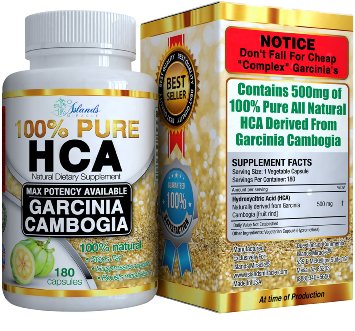 100 Pure HCA NEW MAX POTENCY Garcinia Cambogia Extract Slim Maximum Strength Formula Appetite Suppressant and Weight Loss Diet Pills - 180 Capsules Plus Garcinia Cambogia Weight Loss E-Book