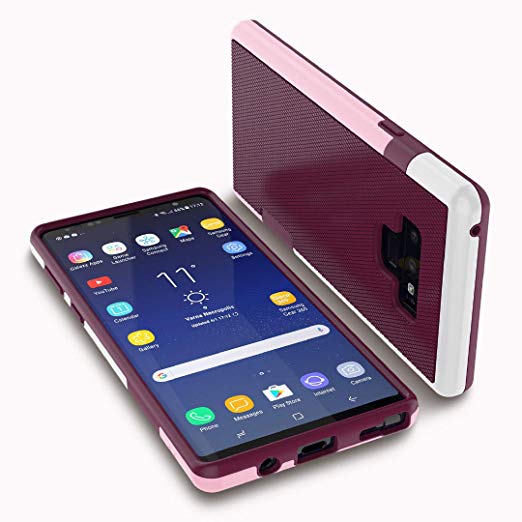 Galaxy Note 9 Case, Jeylly Durable Flex Note 9 Case Shockproof TPU Bumper Cases Non Slip Scratch Resistant PC Hard Back Protective Case Cover for Samsung Galaxy Note 9 (6.4 inch) - Wine