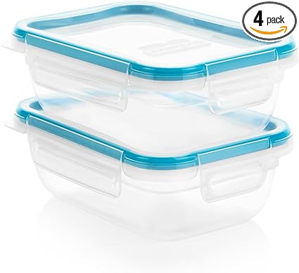 Snapware Total Solution 4-PC (3 Cup) Medium Size Plastic Food Storage Containers Set with Lids, Meal Prep Food Containers, BPA-Free Lids with Locking Tabs