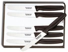 Victorinox Swiss Army Cutlery Serrated Steak Knife Set, Round-tip, 4.25-Inch, 6-Piece