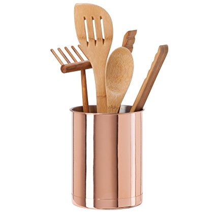 Oggi 7059.12 Copper Plated Stainless Steel Utensil Holder, Small, Copper