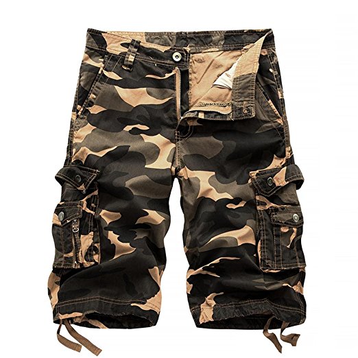 Sunshey Cotton Casual Mens Twill Cargo Shorts Pants Summer Fashion Sports Beach Travel Pockets Camouflage Shorts
